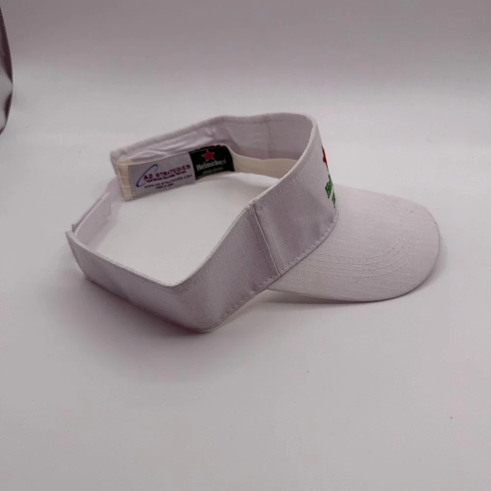 Heineken Visor Hat Mens White Jersey Shore Beer Promo Ripstop Adjustable 90s Y2K